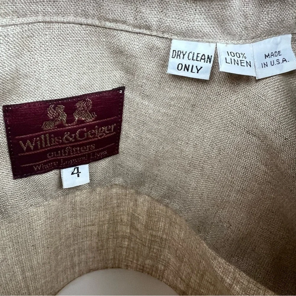 Willis & Geiger Outfitters Safari Shirt Dress Long Khaki Button Front Linen